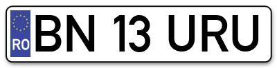 Placuta inmatriculare numar auto  BN-13-URU, BN 13 URU, BN13URU