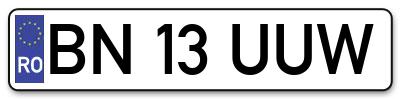 Placuta inmatriculare numar auto  BN-13-UUW, BN 13 UUW, BN13UUW
