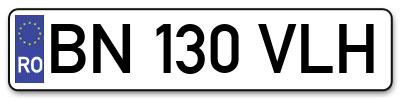 Placuta inmatriculare numar auto  BN-130-VLH, BN 130 VLH, BN130VLH