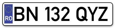 Placuta inmatriculare numar auto  BN-132-QYZ, BN 132 QYZ, BN132QYZ