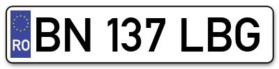 Placuta inmatriculare numar auto  BN-137-LBG, BN 137 LBG, BN137LBG