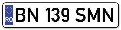 Placuta inmatriculare numar auto  BN-139-SMN, BN 139 SMN, BN139SMN
