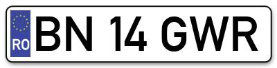 Placuta inmatriculare numar auto  BN-14-GWR, BN 14 GWR, BN14GWR