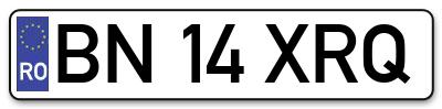 Placuta inmatriculare numar auto  BN-14-XRQ, BN 14 XRQ, BN14XRQ
