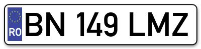 Placuta inmatriculare numar auto  BN-149-LMZ, BN 149 LMZ, BN149LMZ