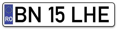 Placuta inmatriculare numar auto  BN-15-LHE, BN 15 LHE, BN15LHE