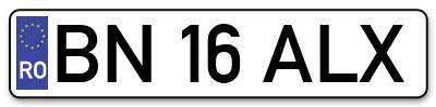 Placuta inmatriculare numar auto  BN-16-ALX, BN 16 ALX, BN16ALX