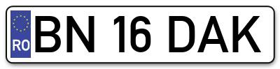 Placuta inmatriculare numar auto  BN-16-DAK, BN 16 DAK, BN16DAK
