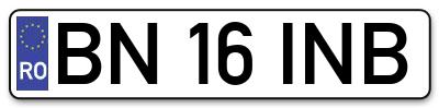 Placuta inmatriculare numar auto  BN-16-INB, BN 16 INB, BN16INB
