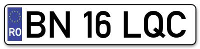 Placuta inmatriculare numar auto  BN-16-LQC, BN 16 LQC, BN16LQC
