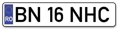 Placuta inmatriculare numar auto  BN-16-NHC, BN 16 NHC, BN16NHC