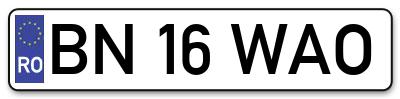 Placuta inmatriculare numar auto  BN-16-WAO, BN 16 WAO, BN16WAO