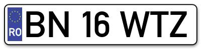 Placuta inmatriculare numar auto  BN-16-WTZ, BN 16 WTZ, BN16WTZ