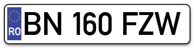 Placuta inmatriculare numar auto  BN-160-FZW, BN 160 FZW, BN160FZW