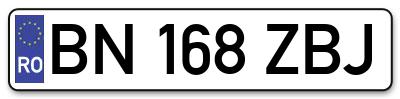 Placuta inmatriculare numar auto  BN-168-ZBJ, BN 168 ZBJ, BN168ZBJ