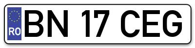 Placuta inmatriculare numar auto  BN-17-CEG, BN 17 CEG, BN17CEG