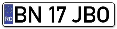 Placuta inmatriculare numar auto  BN-17-JBO, BN 17 JBO, BN17JBO