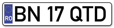 Placuta inmatriculare numar auto  BN-17-QTD, BN 17 QTD, BN17QTD