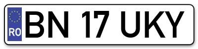 Placuta inmatriculare numar auto  BN-17-UKY, BN 17 UKY, BN17UKY