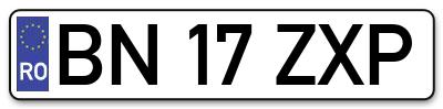 Placuta inmatriculare numar auto  BN-17-ZXP, BN 17 ZXP, BN17ZXP
