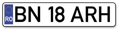 Placuta inmatriculare numar auto  BN-18-ARH, BN 18 ARH, BN18ARH