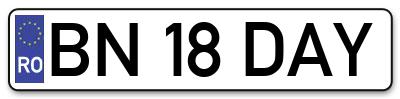Placuta inmatriculare numar auto  BN-18-DAY, BN 18 DAY, BN18DAY