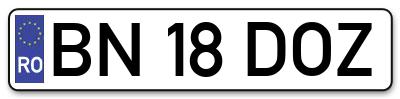 Placuta inmatriculare numar auto  BN-18-DOZ, BN 18 DOZ, BN18DOZ