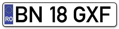 Placuta inmatriculare numar auto  BN-18-GXF, BN 18 GXF, BN18GXF