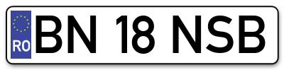 Placuta inmatriculare numar auto  BN-18-NSB, BN 18 NSB, BN18NSB