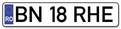 Placuta inmatriculare numar auto  BN-18-RHE, BN 18 RHE, BN18RHE
