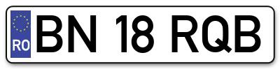 Placuta inmatriculare numar auto  BN-18-RQB, BN 18 RQB, BN18RQB