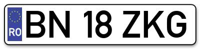 Placuta inmatriculare numar auto  BN-18-ZKG, BN 18 ZKG, BN18ZKG