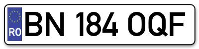 Placuta inmatriculare numar auto  BN-184-OQF, BN 184 OQF, BN184OQF