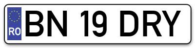 Placuta inmatriculare numar auto  BN-19-DRY, BN 19 DRY, BN19DRY