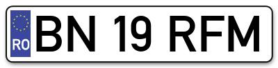Placuta inmatriculare numar auto  BN-19-RFM, BN 19 RFM, BN19RFM