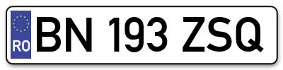 Placuta inmatriculare numar auto  BN-193-ZSQ, BN 193 ZSQ, BN193ZSQ