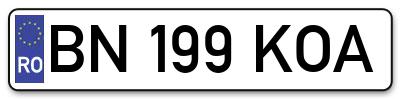 Placuta inmatriculare numar auto  BN-199-KOA, BN 199 KOA, BN199KOA