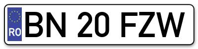 Placuta inmatriculare numar auto  BN-20-FZW, BN 20 FZW, BN20FZW