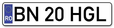 Placuta inmatriculare numar auto  BN-20-HGL, BN 20 HGL, BN20HGL