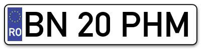 Placuta inmatriculare numar auto  BN-20-PHM, BN 20 PHM, BN20PHM
