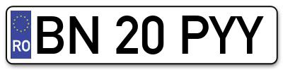 Placuta inmatriculare numar auto  BN-20-PYY, BN 20 PYY, BN20PYY