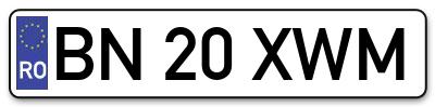 Placuta inmatriculare numar auto  BN-20-XWM, BN 20 XWM, BN20XWM