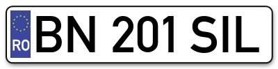 Placuta inmatriculare numar auto  BN-201-SIL, BN 201 SIL, BN201SIL