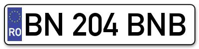 Placuta inmatriculare numar auto  BN-204-BNB, BN 204 BNB, BN204BNB