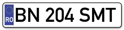 Placuta inmatriculare numar auto  BN-204-SMT, BN 204 SMT, BN204SMT