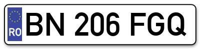 Placuta inmatriculare numar auto  BN-206-FGQ, BN 206 FGQ, BN206FGQ