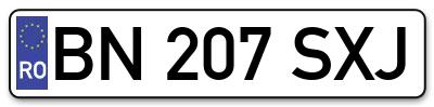 Placuta inmatriculare numar auto  BN-207-SXJ, BN 207 SXJ, BN207SXJ