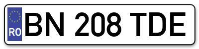 Placuta inmatriculare numar auto  BN-208-TDE, BN 208 TDE, BN208TDE