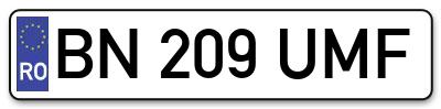 Placuta inmatriculare numar auto  BN-209-UMF, BN 209 UMF, BN209UMF