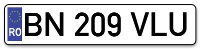 Placuta inmatriculare numar auto  BN-209-VLU, BN 209 VLU, BN209VLU